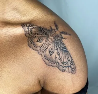 shoulder moth tattoo design