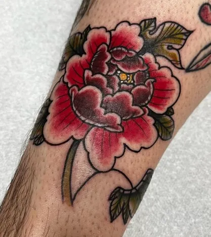 red peony tattoo designs