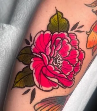 red peony tattoo design
