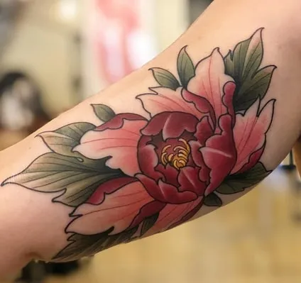 pink peony tattoo design