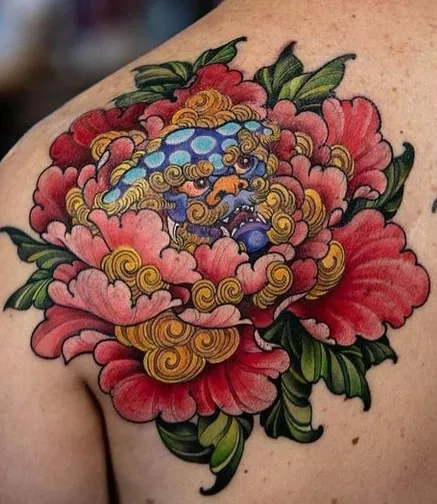 chinese peony tattoo design