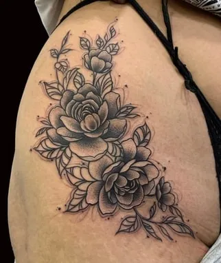 shadowed peony tattoo design