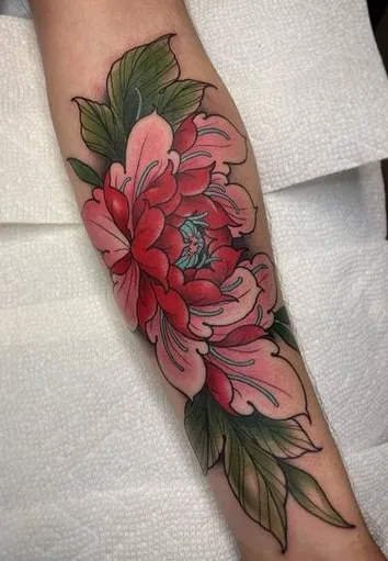 color work peony tattoo design