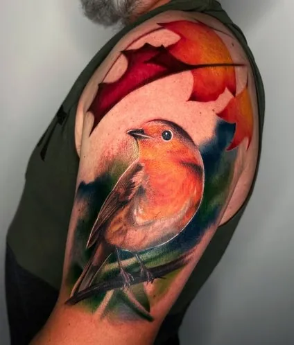 color robin tattoo design