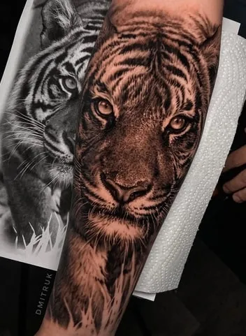 large forearm tiger tattoo design