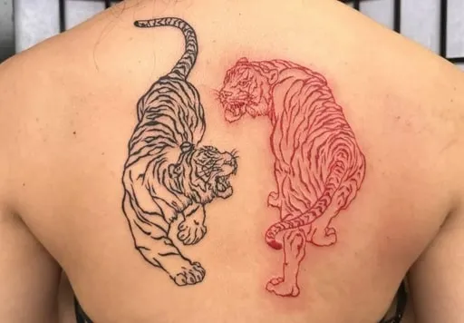 red tiger tattoo design