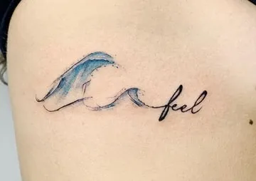 quote wave tattoo design