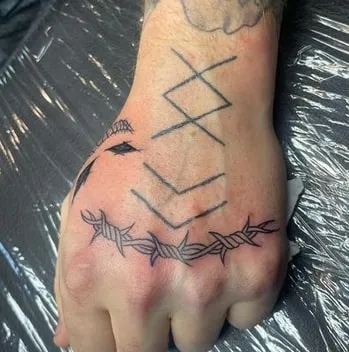 hand Inguz Rune Tattoo Design
