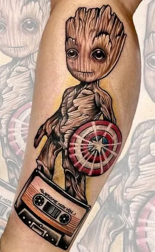 marvel tattoo design 16 groot captain america marvel tattoo design